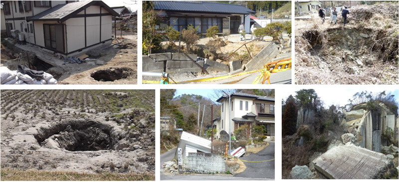 【写真-5】2011年東日本大震災による人工的空洞の陥没によるシンクホール